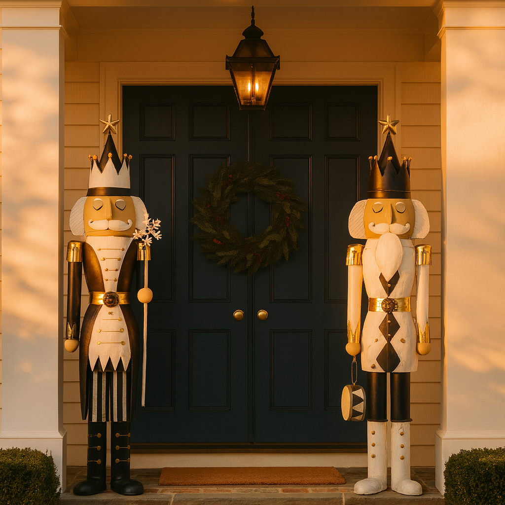 Metal Standing Black & White Soldier Pair