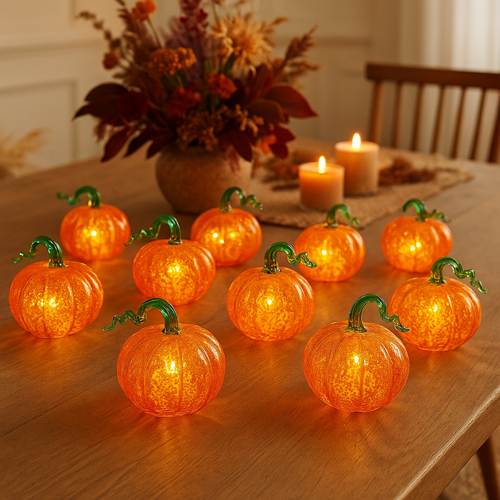 x24 Mini LED Glass Pumpkins