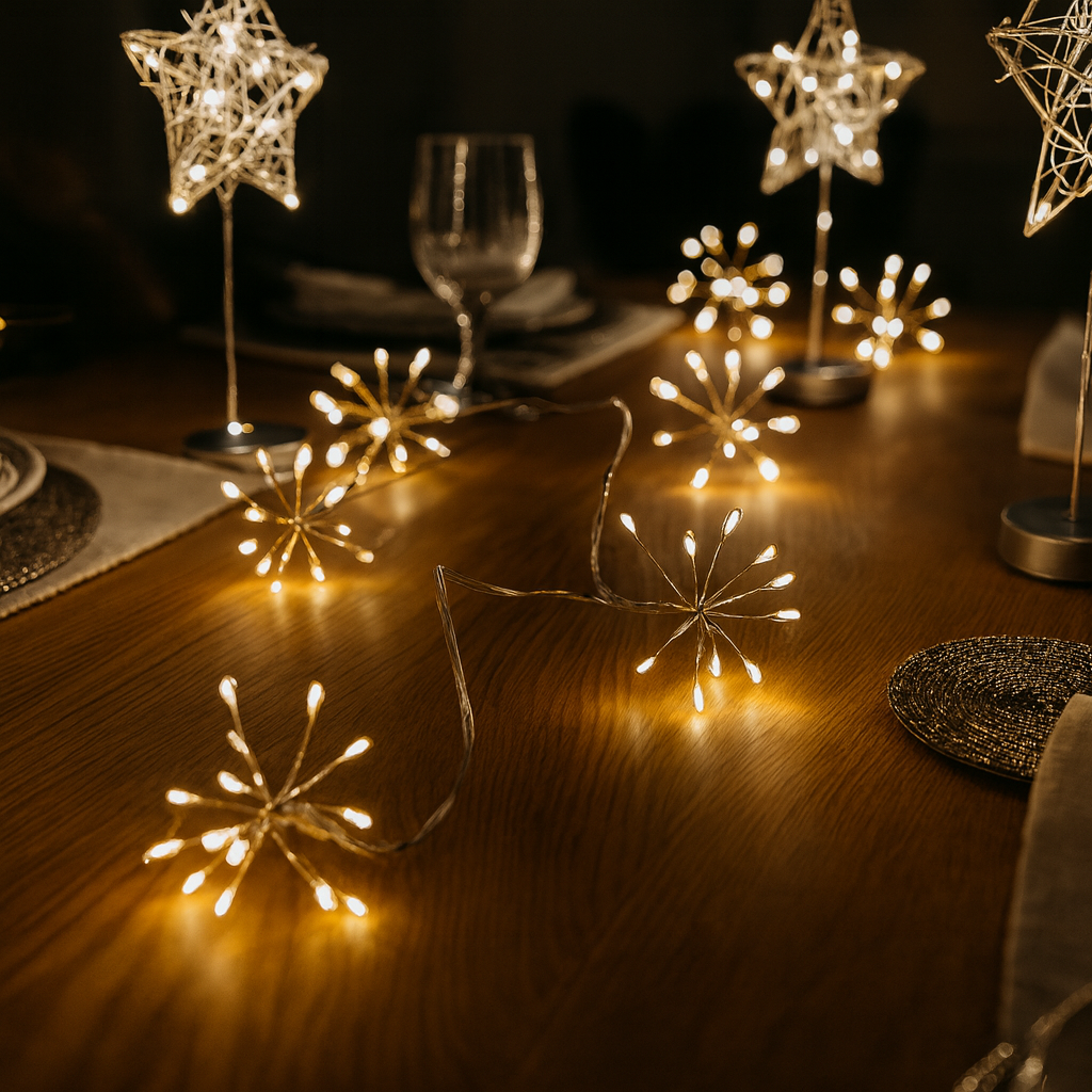 x6 Starburst Garland Lights Silver