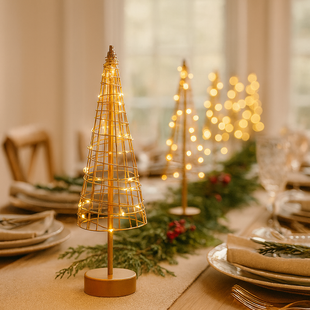 x3 Table Tree Lights Gold