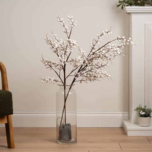 x2 Pre-lit White Berry Branch