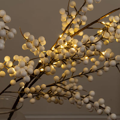 x2 Pre-lit White Berry Branch