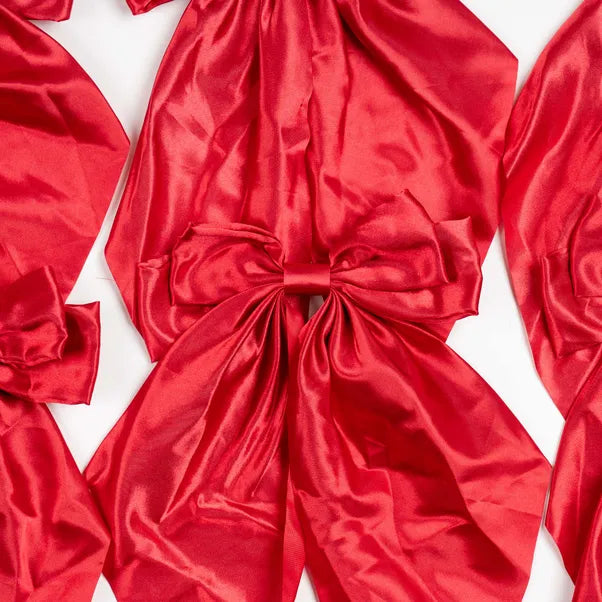 x24 Satin Bow Clip Red