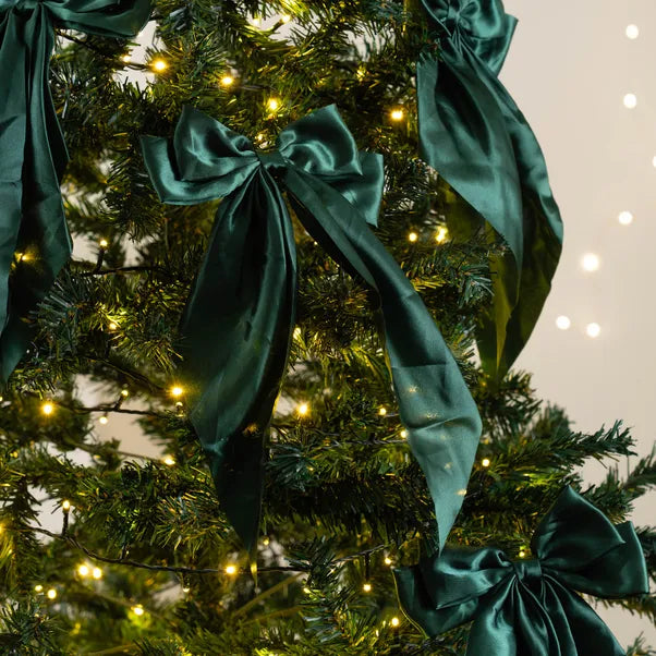 x24 Satin Bow Clip Green