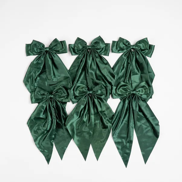 x24 Satin Bow Clip Green