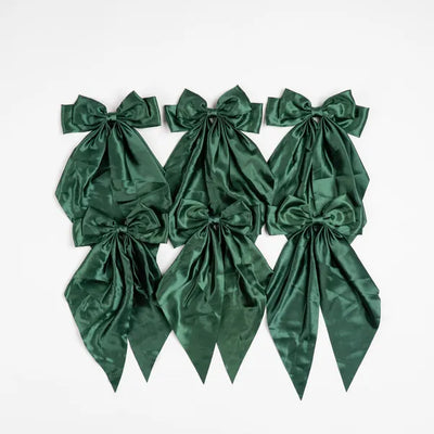 x24 Satin Bow Clip Green