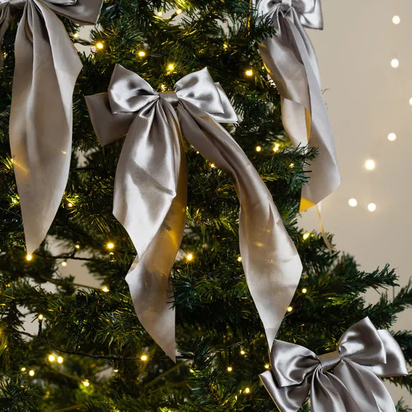 x24 Satin Bow Clip Silver