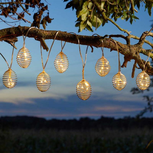 x10 SpiraLight Silver Solar String Lights