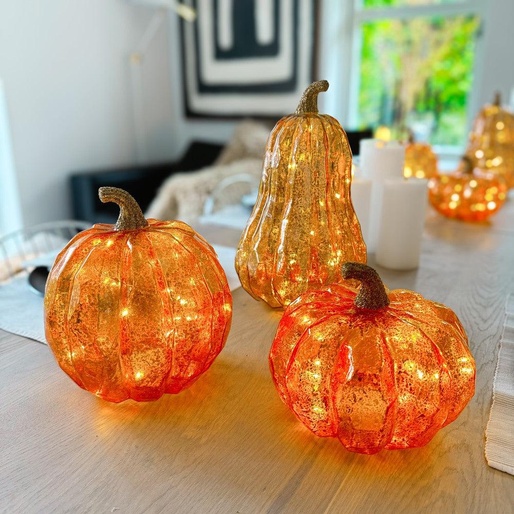 x12 Large Fall Glass Pumpkin Lights