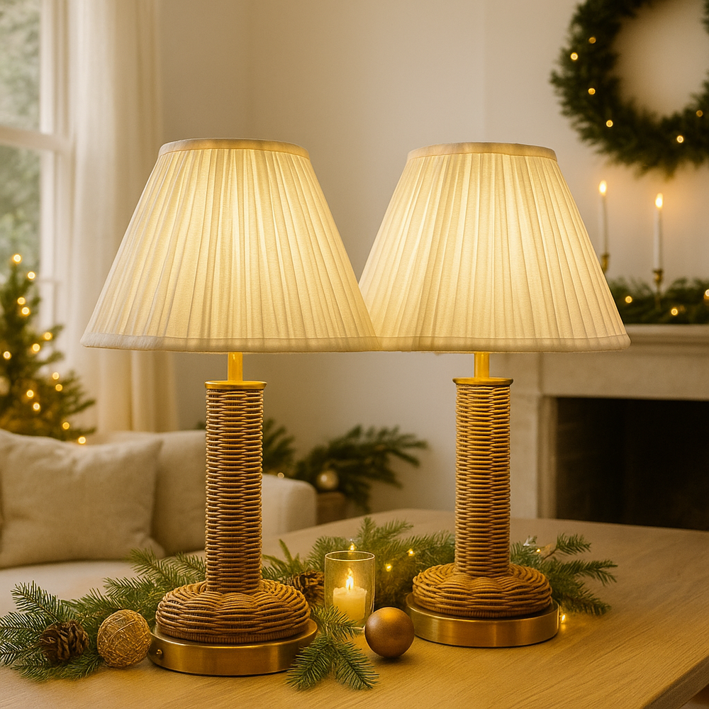 Lux Rattan Re-chargeable Table Lamp Cream