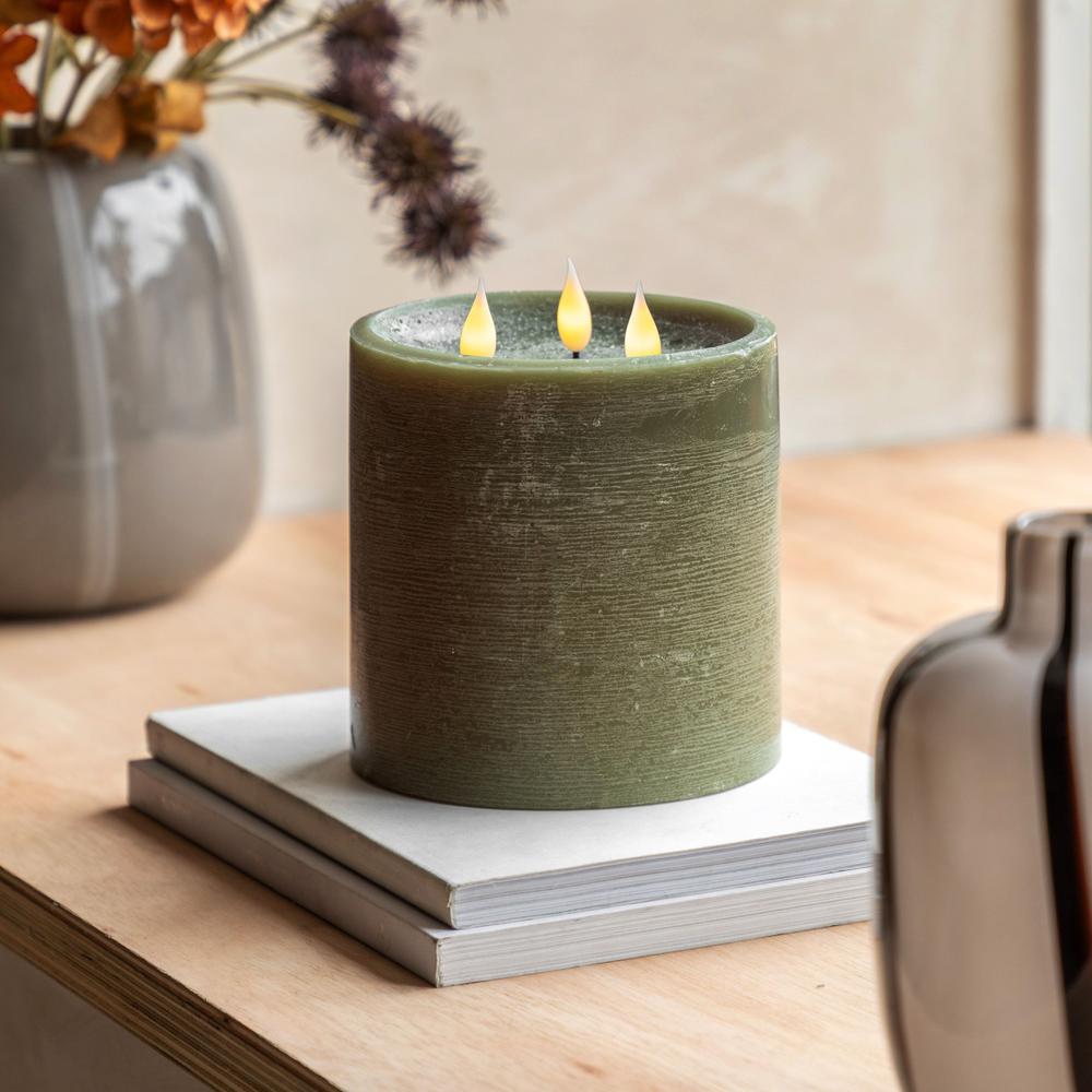 x3 3 Wick LED Candle Olive