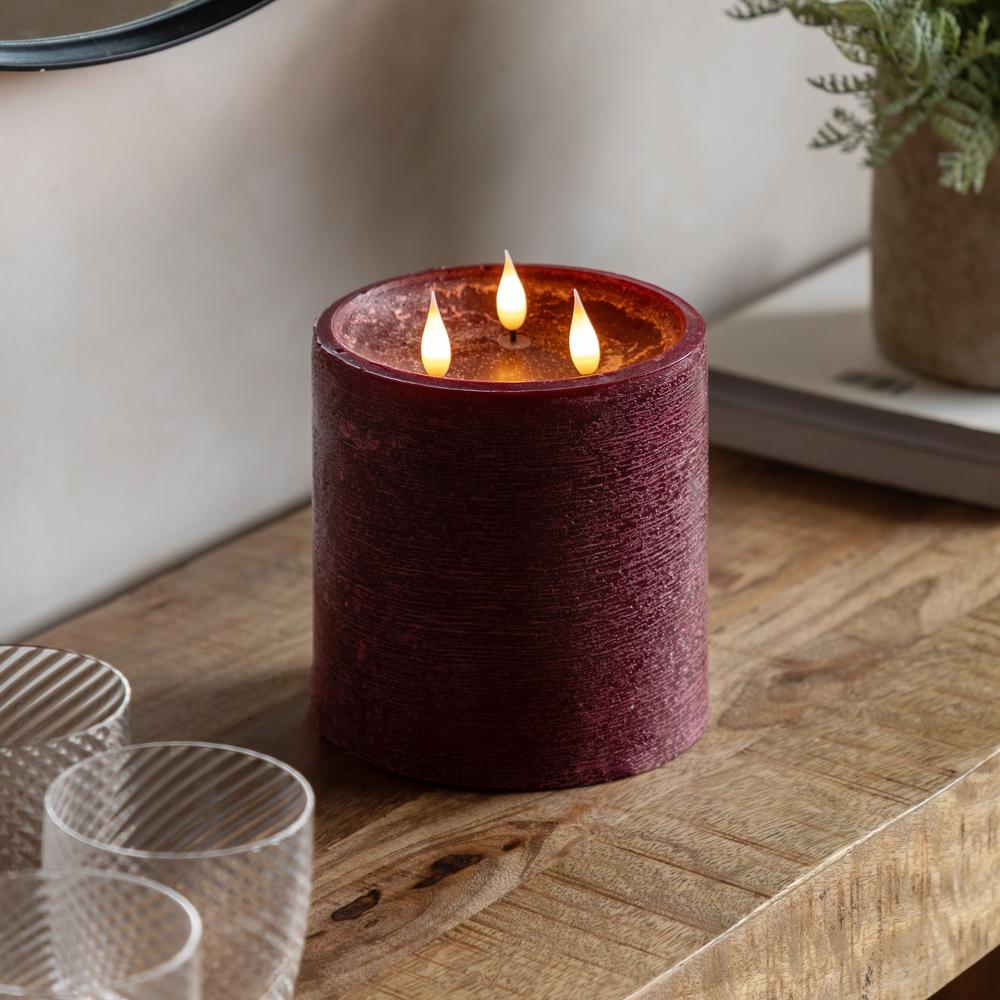 x3 3 Wick LED Candle Oxblood
