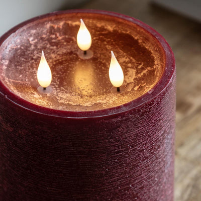 x3 3 Wick LED Candle Oxblood