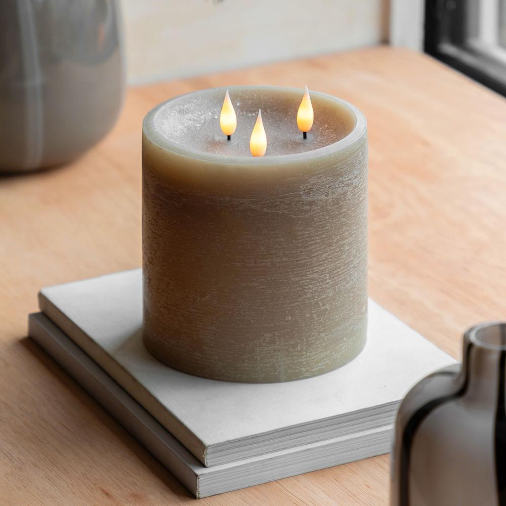 x3 3 Wick LED Candle Warm Grey