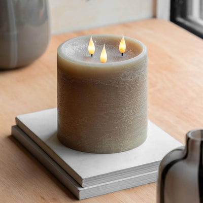 x3 3 Wick LED Candle Warm Grey