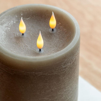 x3 3 Wick LED Candle Warm Grey