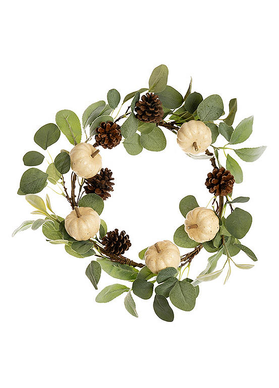 Pumpkin & Faux Eucalyptus Wreath