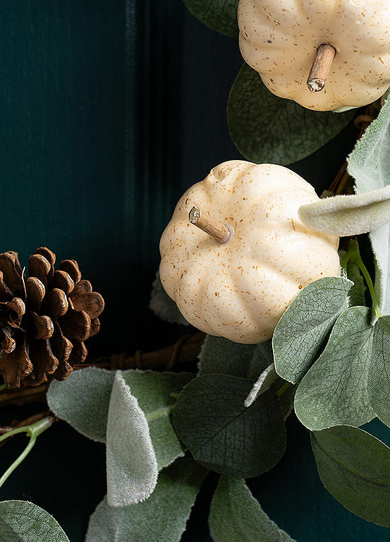 Pumpkin & Faux Eucalyptus Wreath