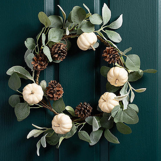 Pumpkin & Faux Eucalyptus Wreath