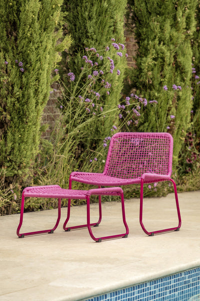 Sassano Lounge Chair Pink with Footstool