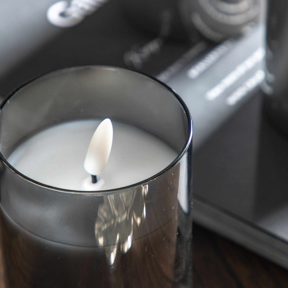 x3 Grey LED Candle Votive