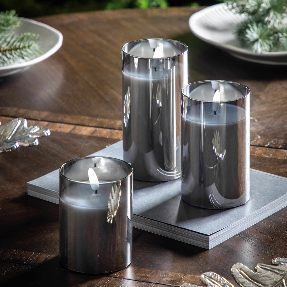 x3 Grey LED Candle Votive