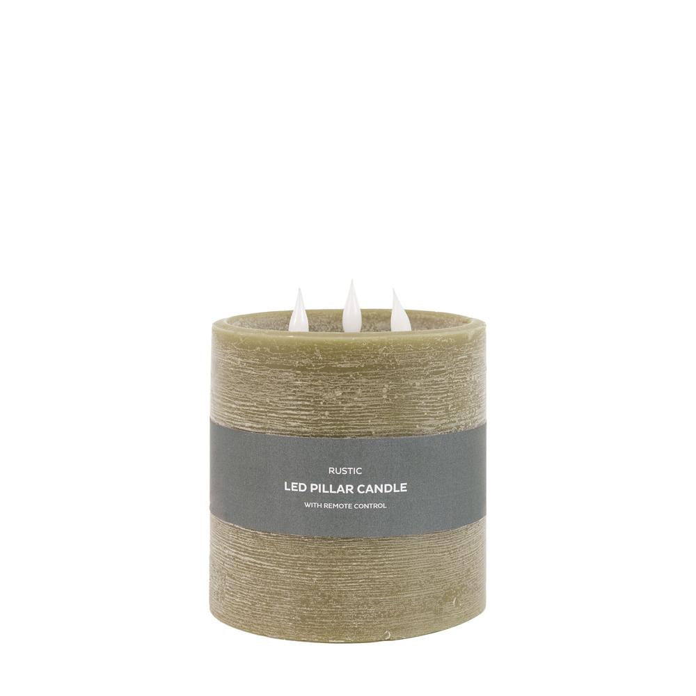 x3 3 Wick LED Candle Olive
