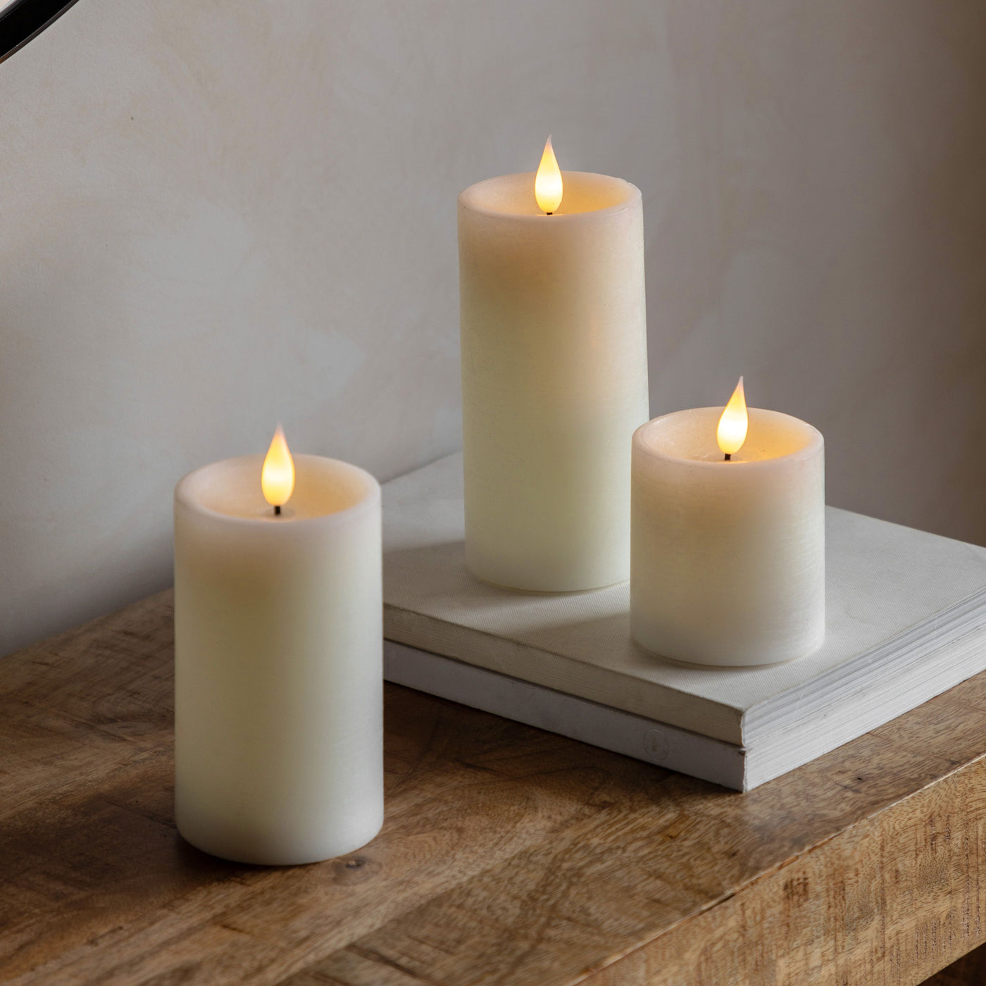 x3 LED Candles Ivory