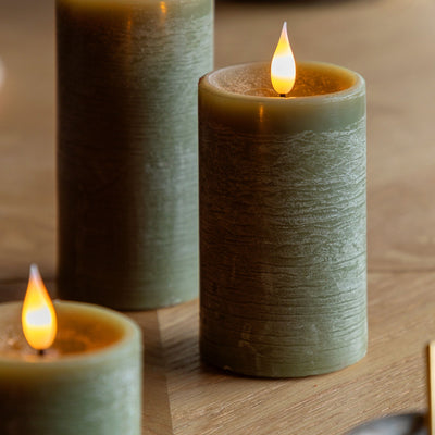 x3 LED Candles Olive