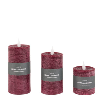 x3 LED Candles Oxblood