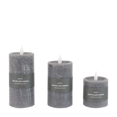 x3 LED Candles Grey