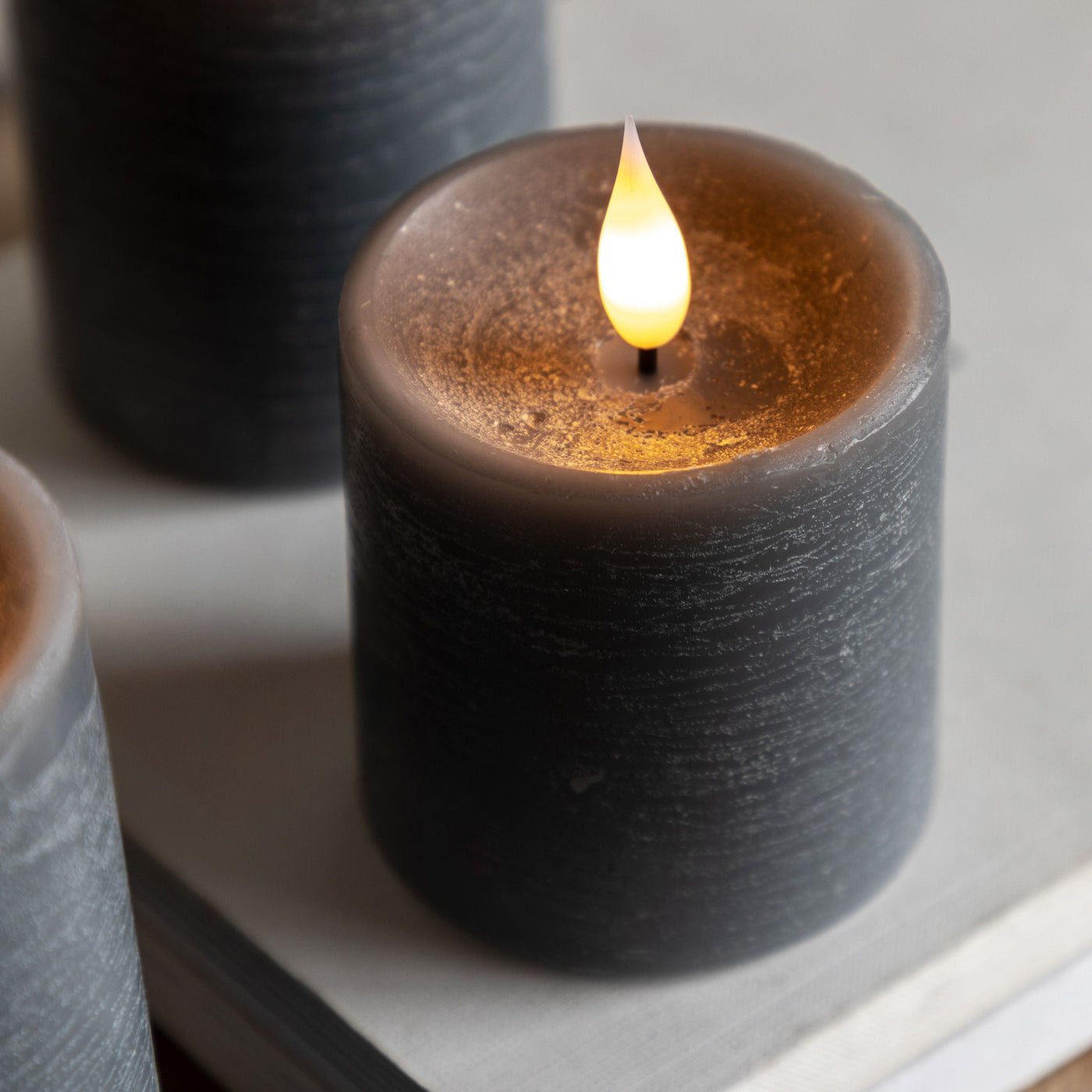 x3 LED Candles Grey