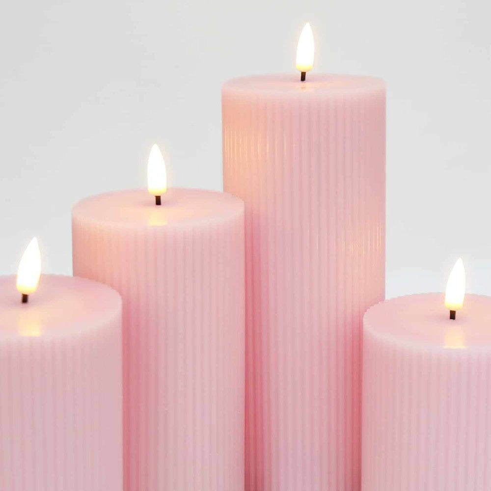 12x Floral /Ribbed LED Candles & Rose Garland Light Pack