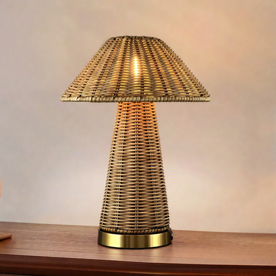 3x Rattan Rechargeable Table Lamps