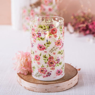 12x Floral /Ribbed LED Candles & Rose Garland Light Pack