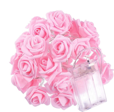 12x Floral /Ribbed LED Candles & Rose Garland Light Pack