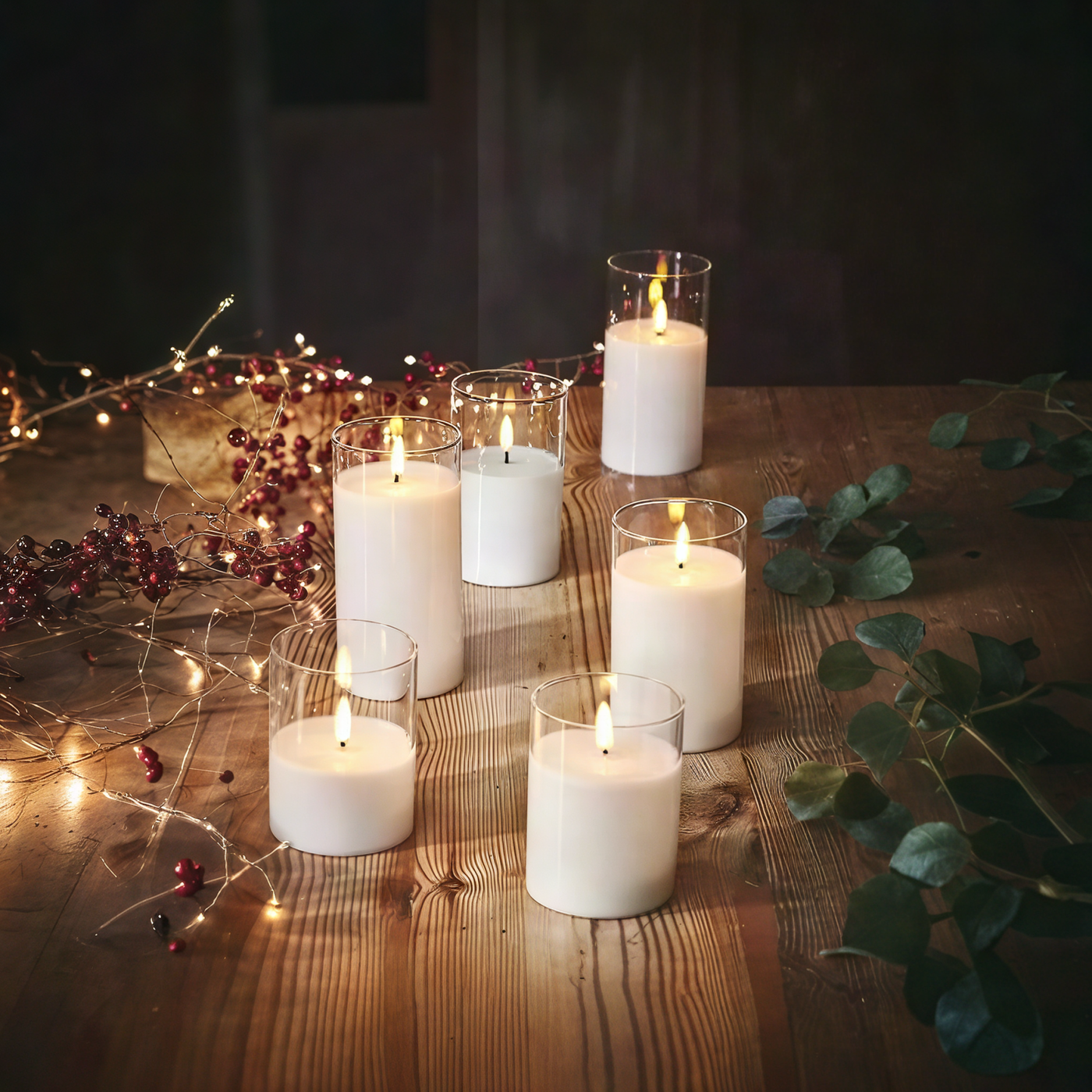 x3 LED Glass Candles