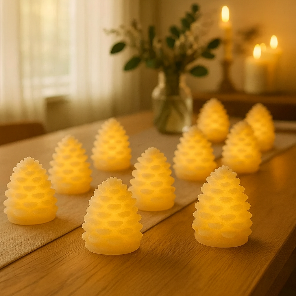 x12 LED Wax Pinecone Mini Lights