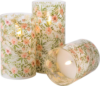 Spring Flowers LED Glass Candles