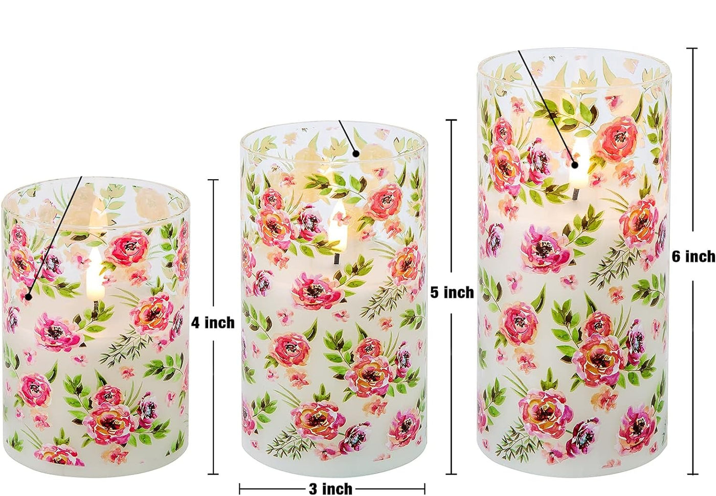 12x Floral /Ribbed LED Candles & Rose Garland Light Pack