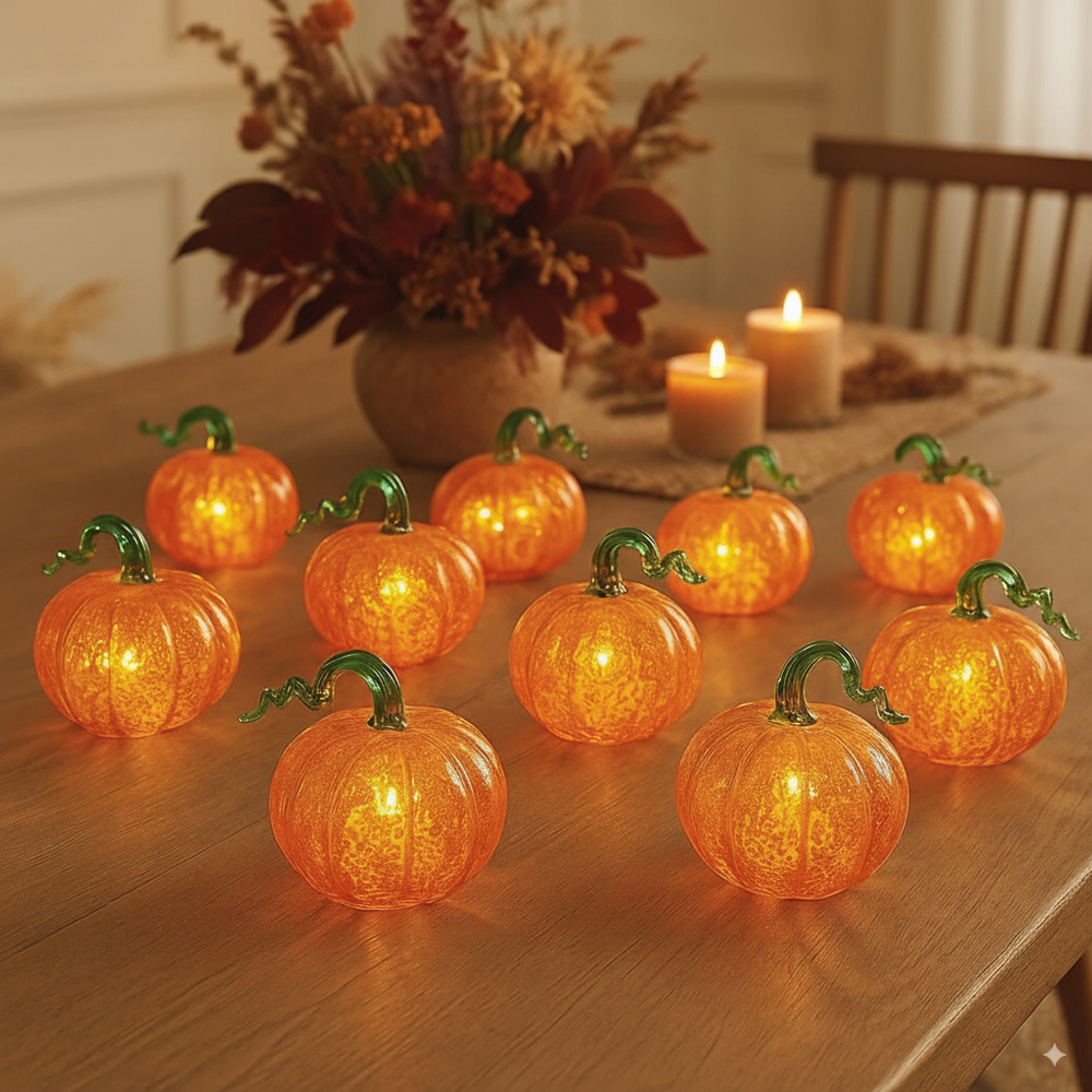 x24 Mini LED Glass Pumpkins
