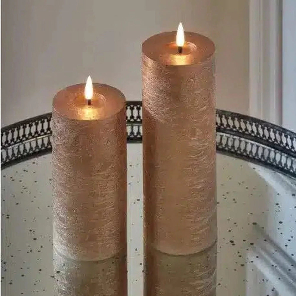 x6 Metallic Pillar Candles Dark Champagne