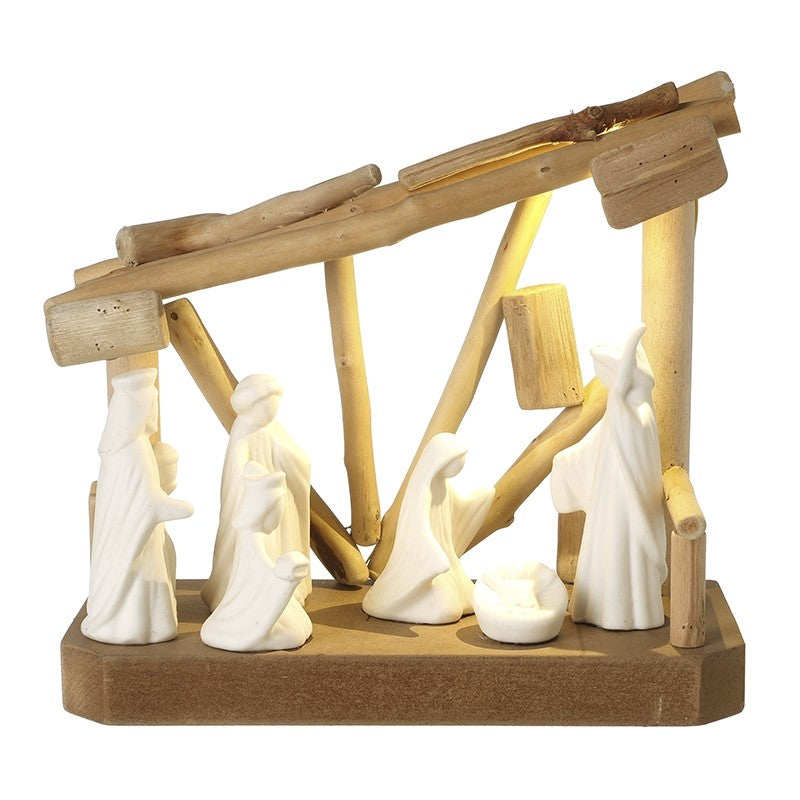 Wood Led Nativity Scene
