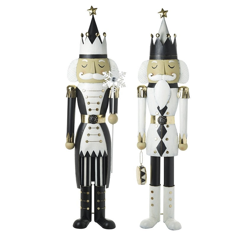 Metal Standing Black & White Soldier Pair