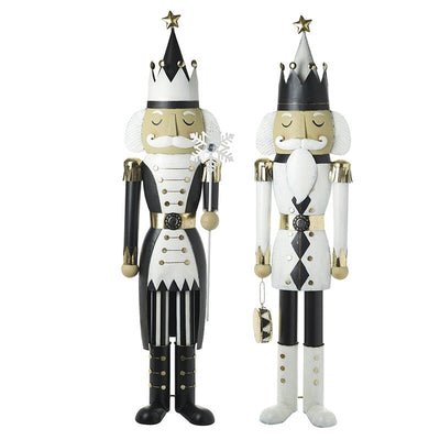 Metal Standing Black & White Soldier Pair