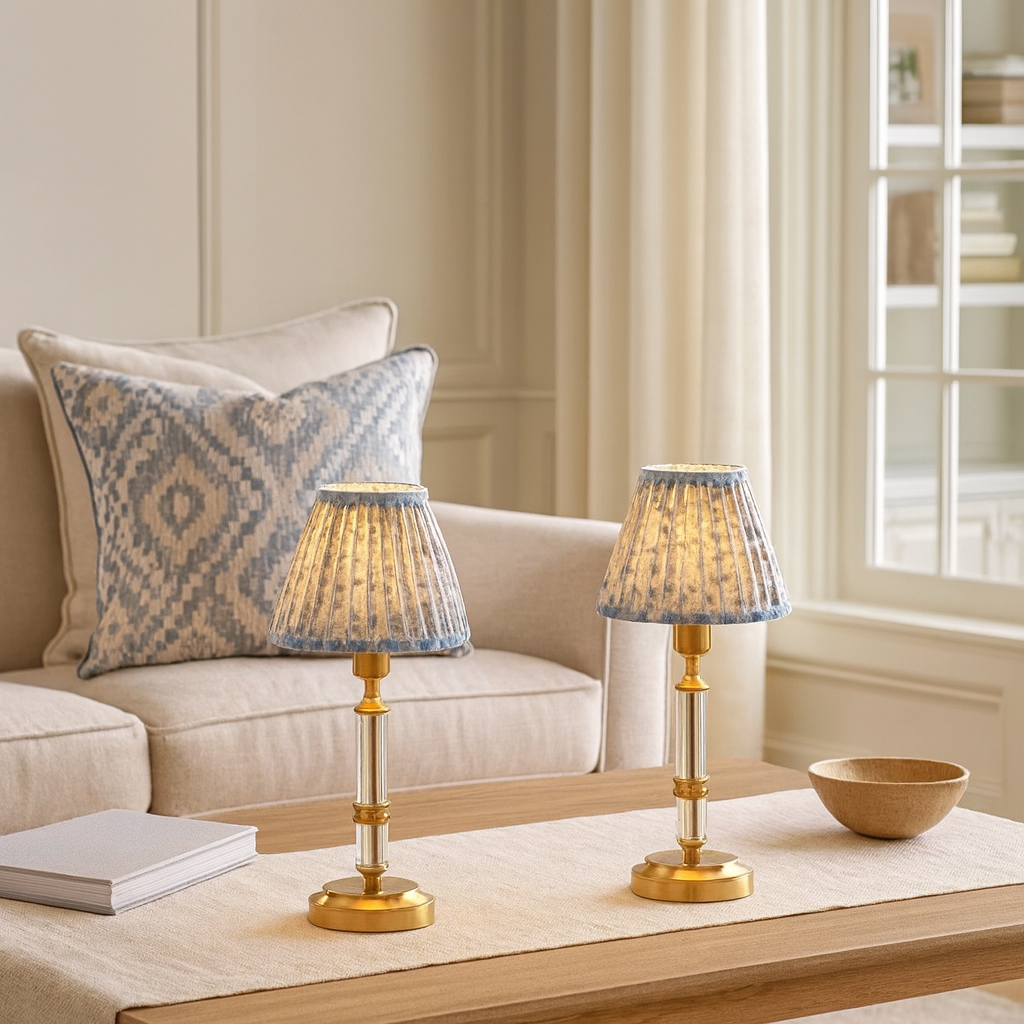 Morton Rechargeable Table Lamp with Leaf Shade