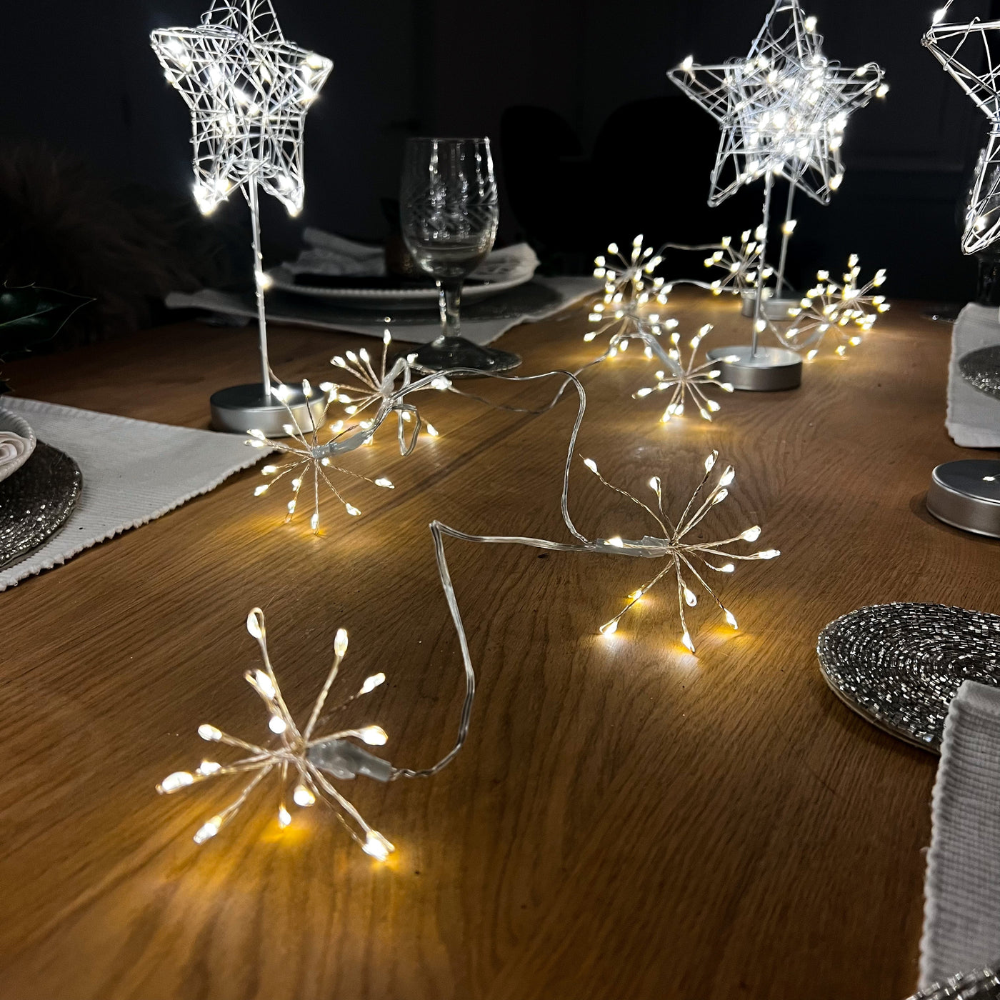 x6 Starburst Garland Lights Silver