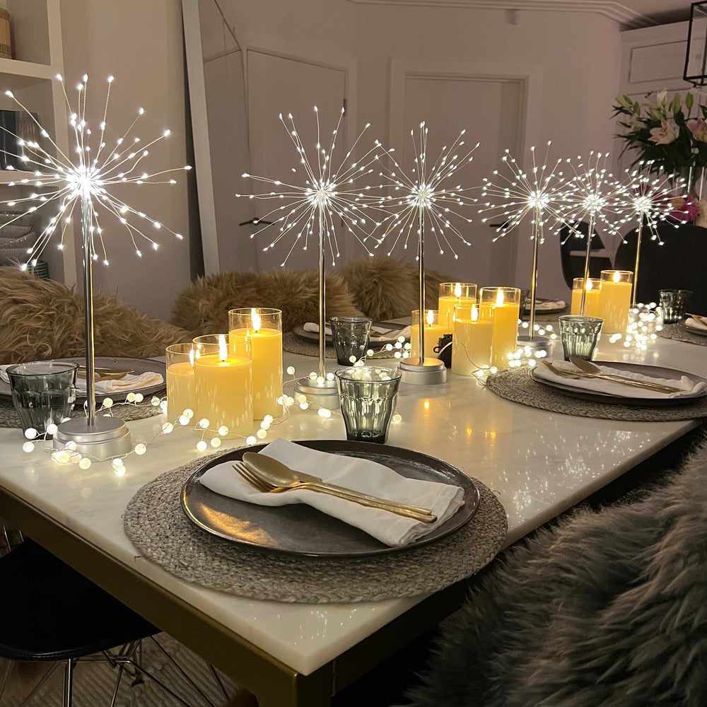 x12 Large Starburst Table Lamps Silver