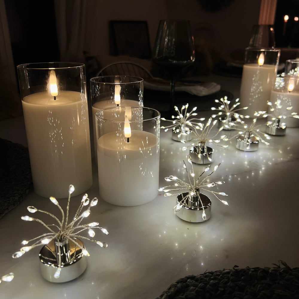 6x Starburst Tealights & 9x Glass Candle Pack