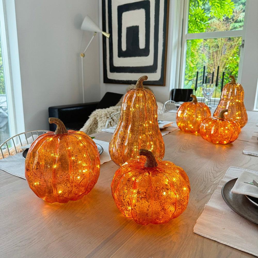x12 Large Fall Glass Pumpkin Lights